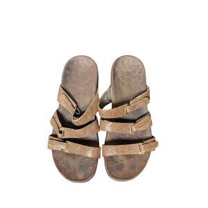 Vionic Womens Podiatrist Designed Brown Slip On‎ Sandals Size 8 Summer Neutral